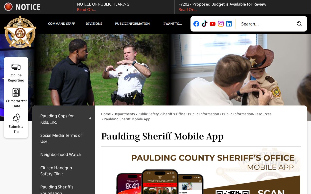 Official Paulding County Sheriff mobile app for inmate lookup and arrest data